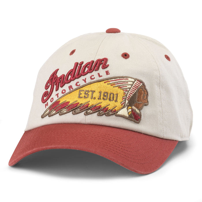 Indian Motorcycle Ballpark Hat, Stone/Cinnabar | American Needle Inc