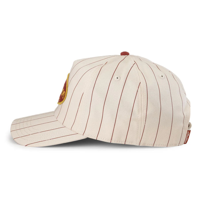Indian Motorcycle Roscoe Pinstripe Hat, Ivory/Dark Red | American Needle Inc