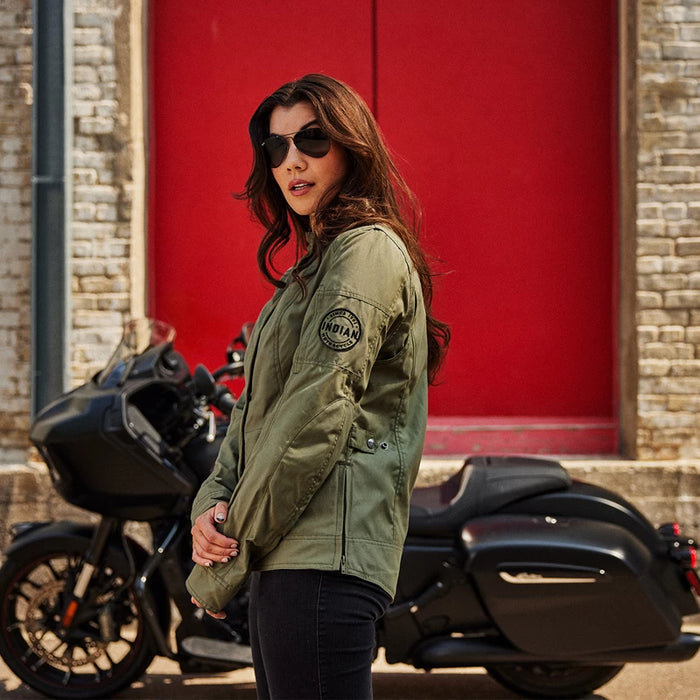 Indian Motorcycle Women's Harrison Wax Jacket, Khaki | 2833367
