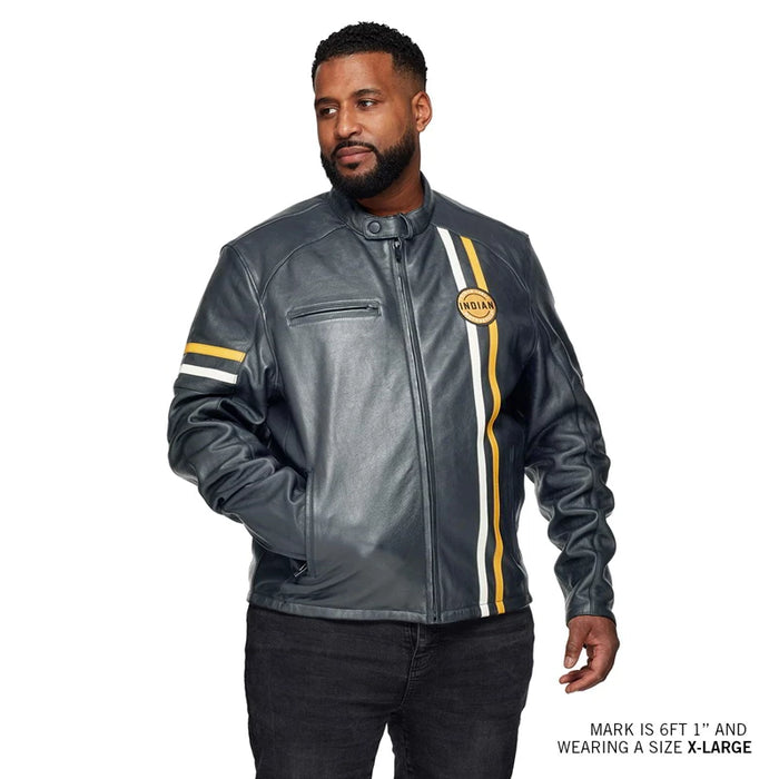 Indian Motorcycle Men s Cafe Leather Jacket Black 2833370 Bair s Powersports Online
