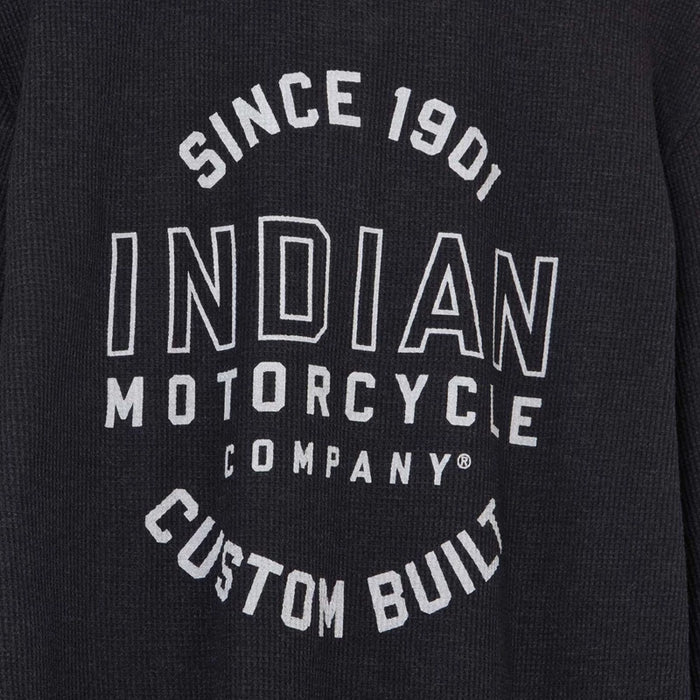 Indian Motorcycle Men's Custom Built Henley Long Sleeve Tee, Black | 2833407