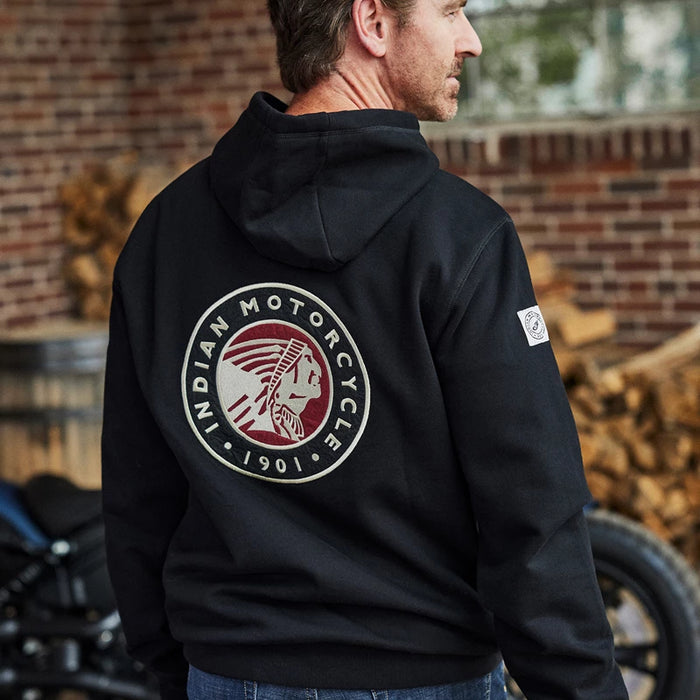 Indian Motorcycle Men s Applique Headdress Hoodie Black 2833445 Bair s Powersports Online