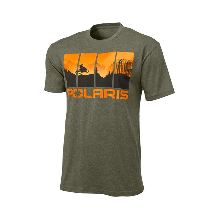 Polaris Men's 4-Scene Graphic T-Shirt with Polaris Logo, Olive | 2864588 - Bair's Powersports