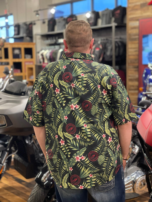 Indian Motorcycle Men's Tropical Print Shirt, Green | 2864779