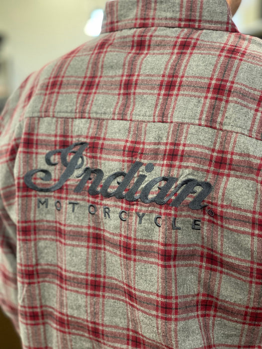 Indian Motorcycle Men's Phoenix Plaid Shirt, Gray | 2864781