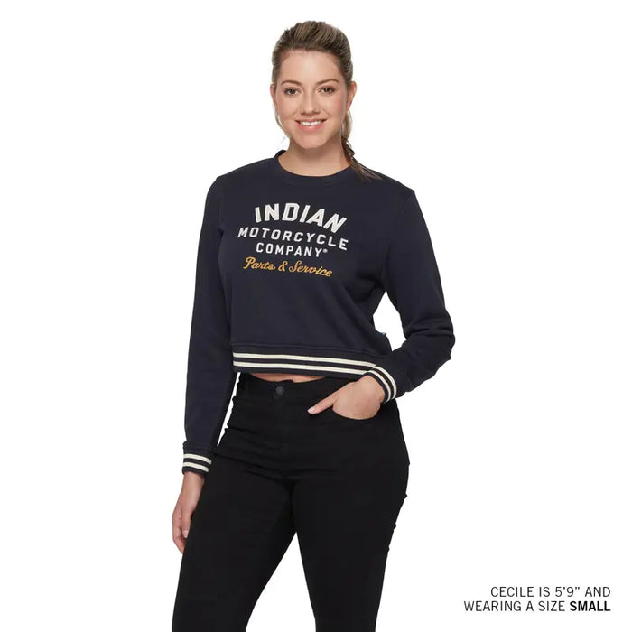 Indian Motorcycle Women's Cropped Retro Top, Navy | 2864798