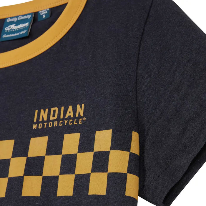 Indian Motorcycle Women's Vintage Speedway Checked T-Shirt, Navy | 2864865