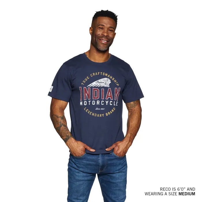 Indian Motorcycle Men's True Craftsmanship Headdress Tee, Navy | 2864918