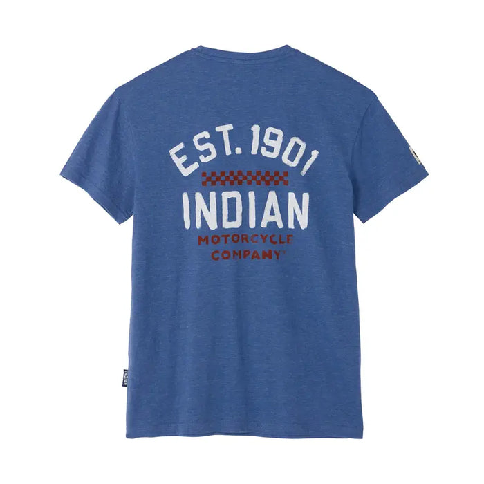 Indian Motorcycle Men's Est 1901 Checked Tee, Blue | 2864923