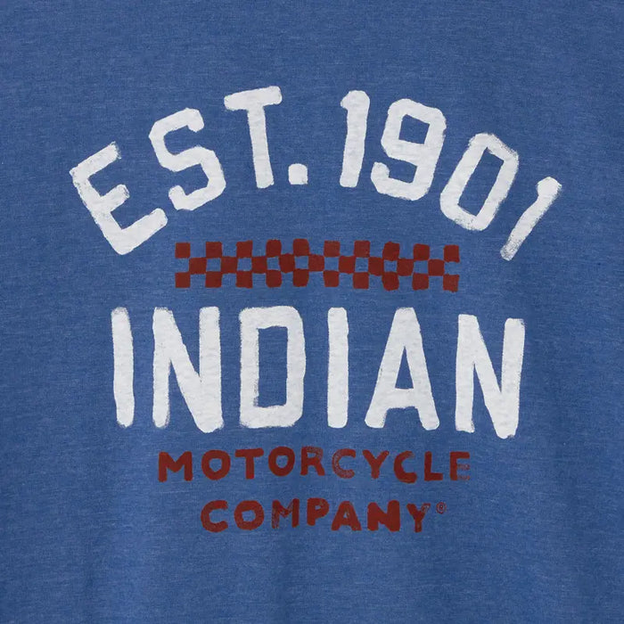 Indian Motorcycle Men's Est 1901 Checked Tee, Blue | 2864923