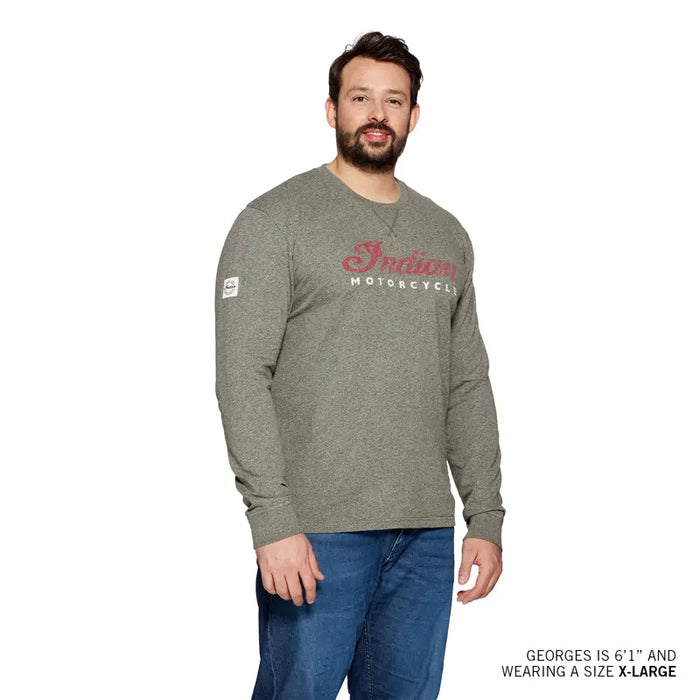 Indian Motorcycle Men's 2 Color Script Long Sleeve Tee, Gray | 2864925