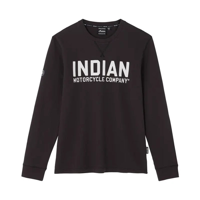 Indian Motorcycle Men's Chainstitch Embroidery Long Sleeve Tee, Black | 2864927