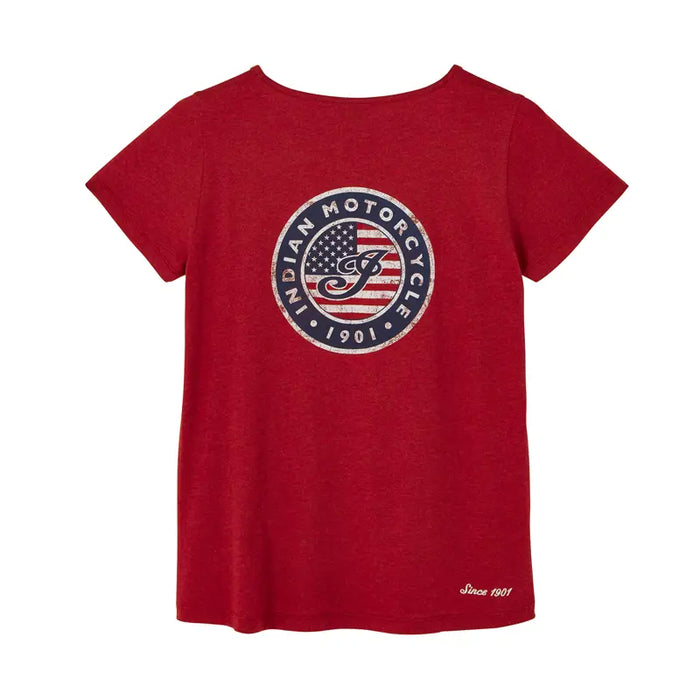 Indian Motorcycle Women's USA Flag Logo Tee, Red | 2864937