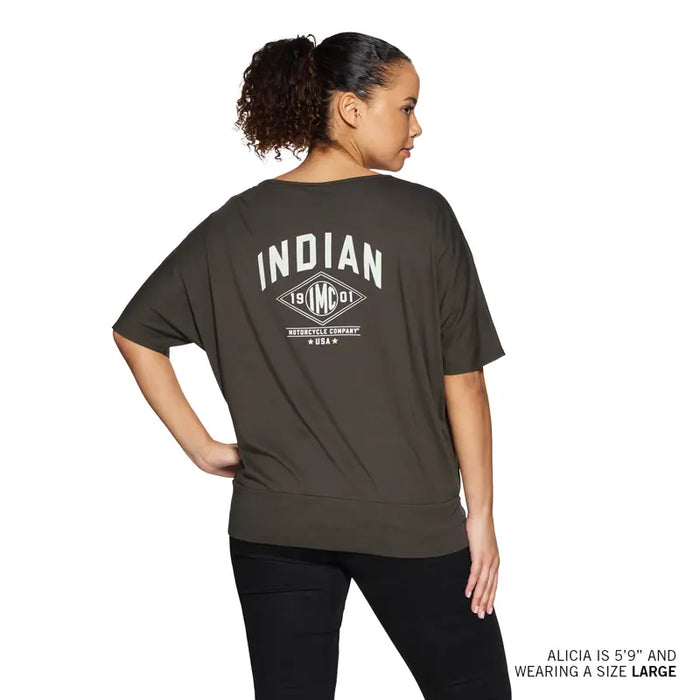 Indian Motorcycle Women's 1901 IMC Banded Tee, Green | 2864940