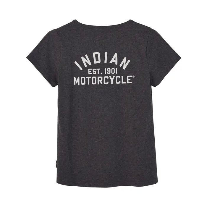 Indian Motorcycle Women's Block Logo Notch Neck Tee, Gray | 2864941