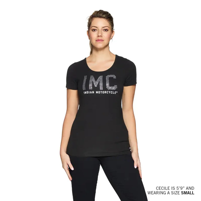 Indian Motorcycle Women's IMC Diamante Tee, Black | 2864942