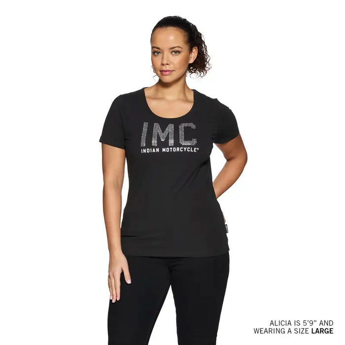 Indian Motorcycle Women's IMC Diamante Tee, Black | 2864942