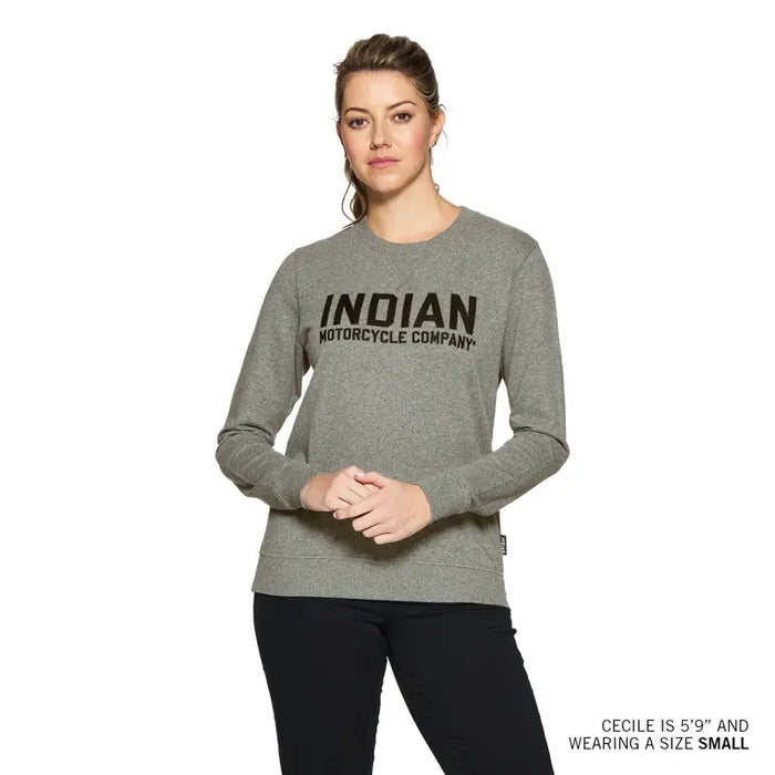 Indian Motorcycle Women's Chainstitch Embroidery Long Sleeve Tee, Gray | 2864947