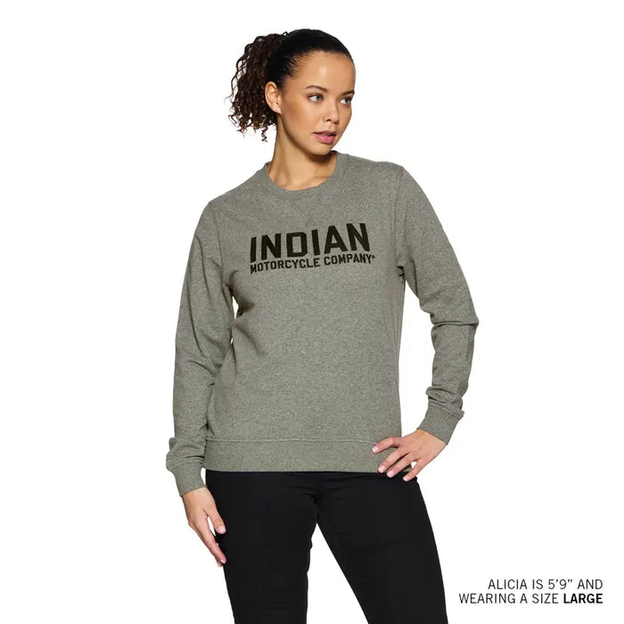 Indian Motorcycle Women's Chainstitch Embroidery Long Sleeve Tee, Gray | 2864947