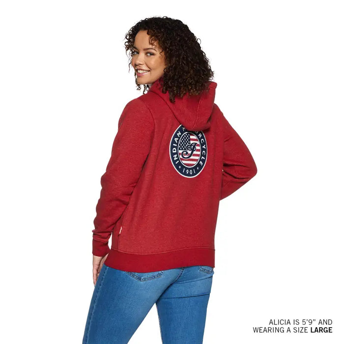 Indian Motorcycle Women's USA Flag Hoodie, Red | 2864949