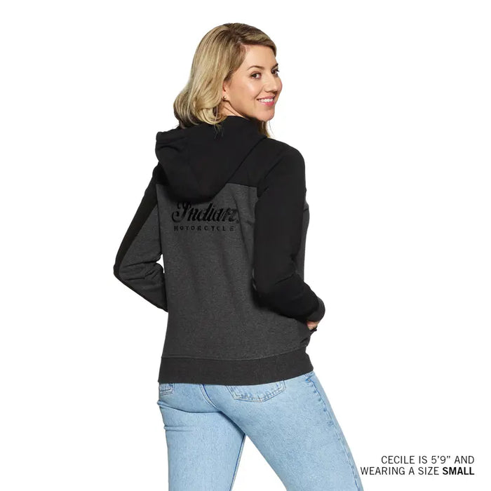 Indian Motorcycle Women's Colorblock Script Hoodie, Gray | 2864950