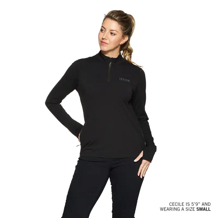 Indian Motorcycle Women's Quarter Zip Performance Top, Black | 2864951