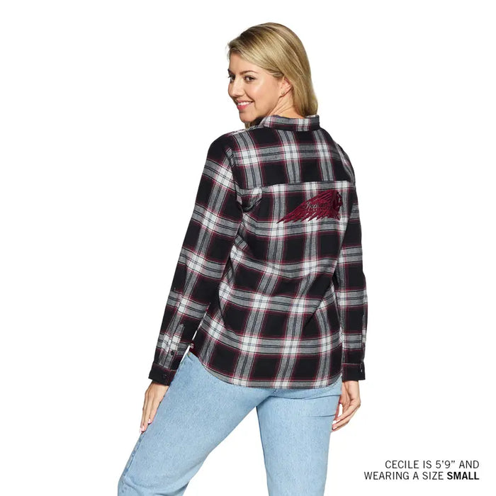 Indian Motorcycle Women's Memphis Plaid Shirt, Red | 2864952