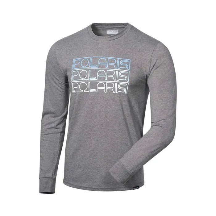 Polaris Men's Stacked Neon Long Sleeve Tee, Gray | 2865442