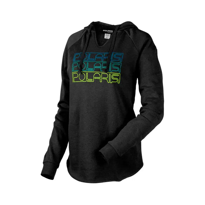 Polaris Women's Stacked Neon V-Neck Hoodie, Black | 2865485