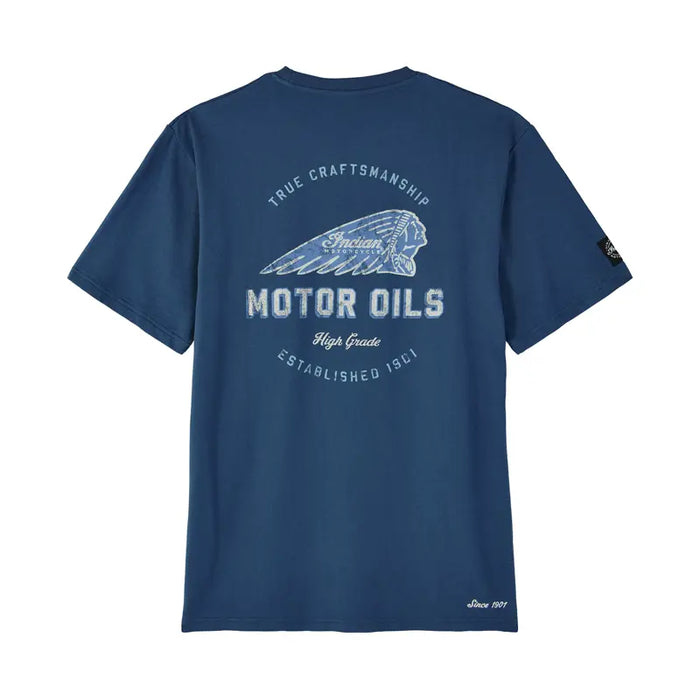 Indian Motorcycle Men's Motor Oils Pocket Tee, Blue | 2865604