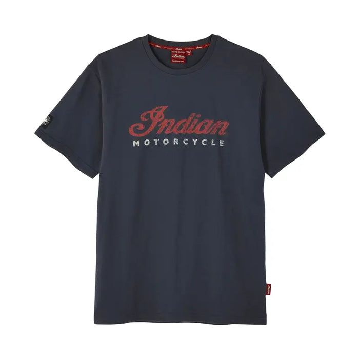 Indian Motorcycle Men's 2 Color Script Logo Tee, Navy | 2865606