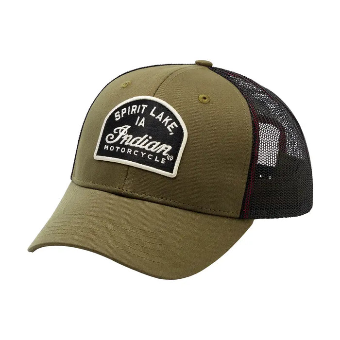Indian Motorcycle Spirit Lake Patch Trucker Cap, Green | 2865644