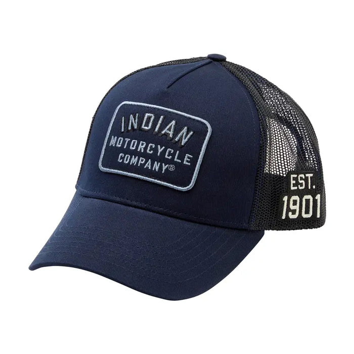 Indian Motorcycle Block Logo Patch Trucker Cap, Navy | 2865649