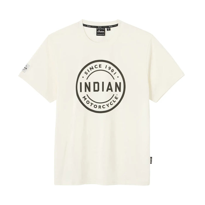 Indian Motorcycle Men's Circle Block Logo Tee, White | 2865716