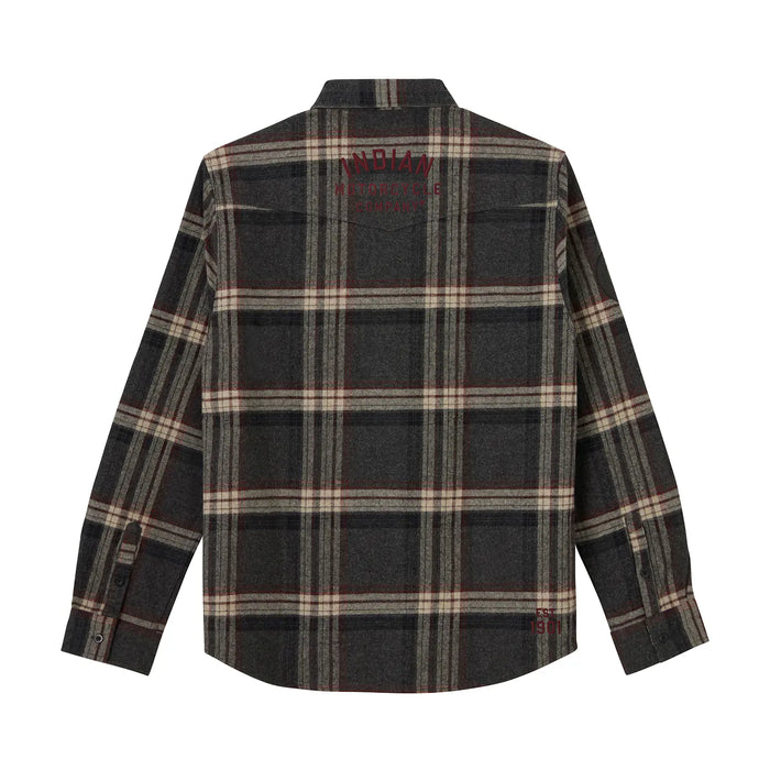 Indian Motorcycle Men's Newark Plaid Shirt, Gray | 2865733
