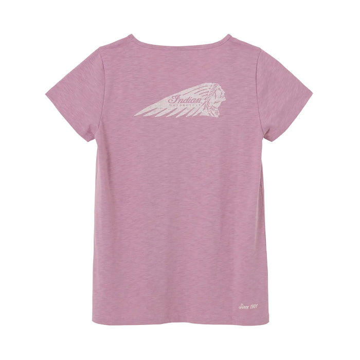 Indian Motorcycle Women's Headdress Keyhole Tee, Purple | 2865735