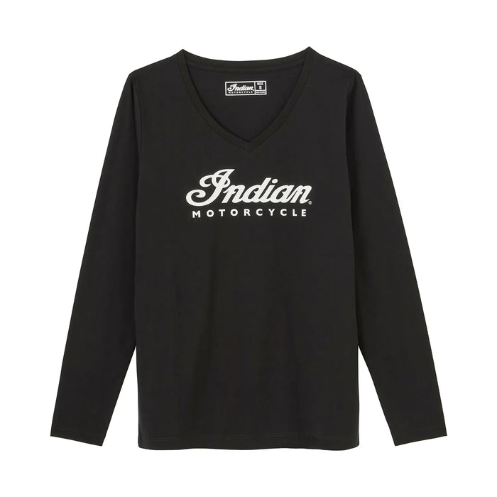 Indian Motorcycle Women's Essential Script Long Sleeve Tee, Black | 2865748