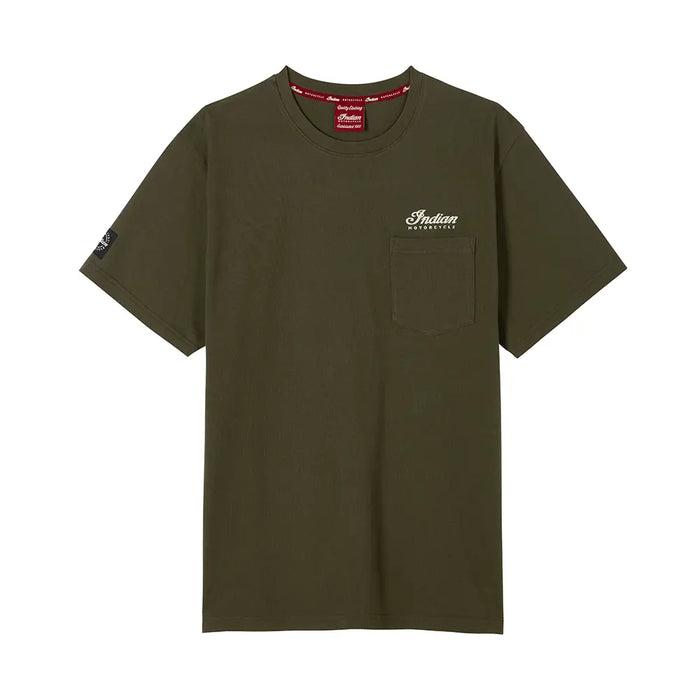 Indian Motorcycle Men's Headdress Pocket T-Shirt, Green | 2866683
