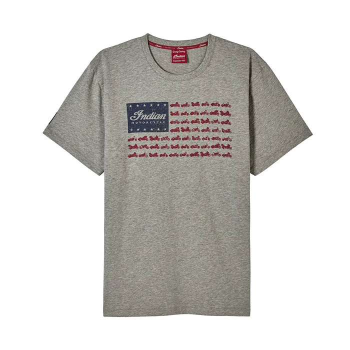 Indian Motorcycle Men's Flag Bikes Print T-Shirt, Gray | 2866678
