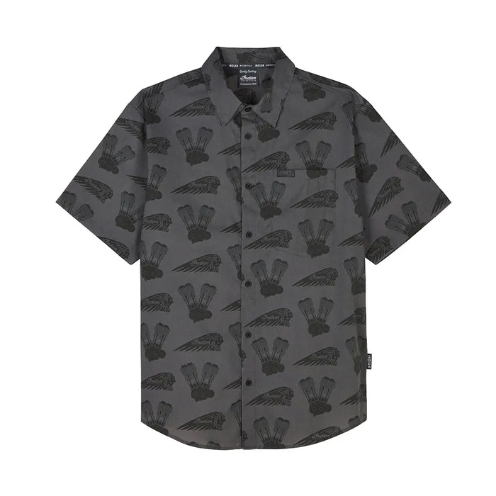 Indian Motorcycle Men's Engine Headdress Print Shirt, Gray | 2866686