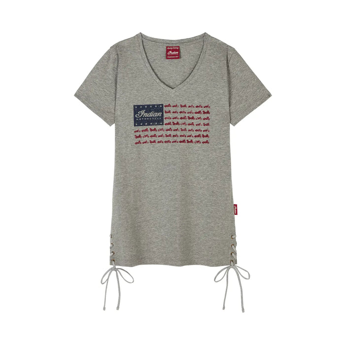 Indian Motorcycle Women's Flag Bikes Print Tee, Gray | 2866681