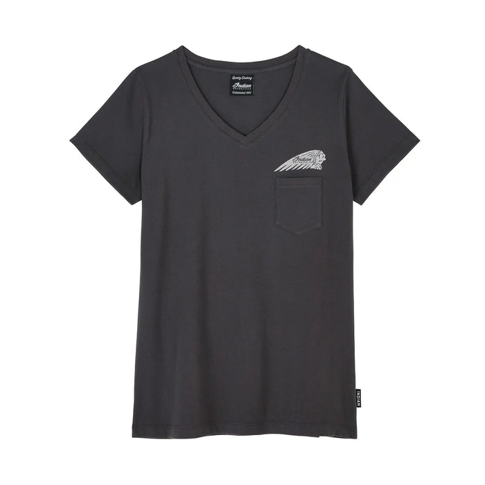 Indian Motorcycle Women's Outline Block Pocket Tee, Gray | 2866392