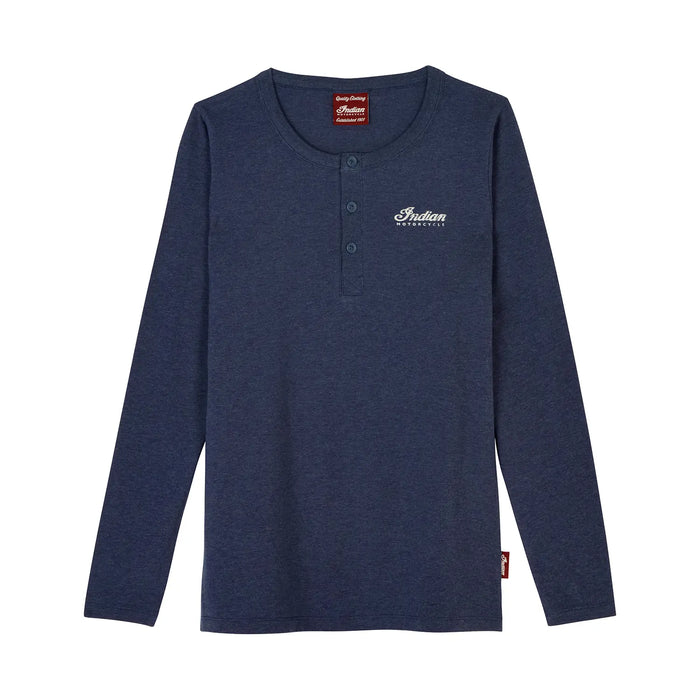 Indian Motorcycle Women's Headdress Henley LS Tee, Navy | 2866397