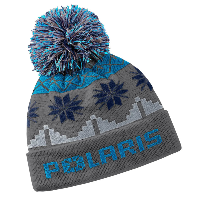 Polaris Women's Fair Isle Pom Beanie, Gray/Blue | 2866482