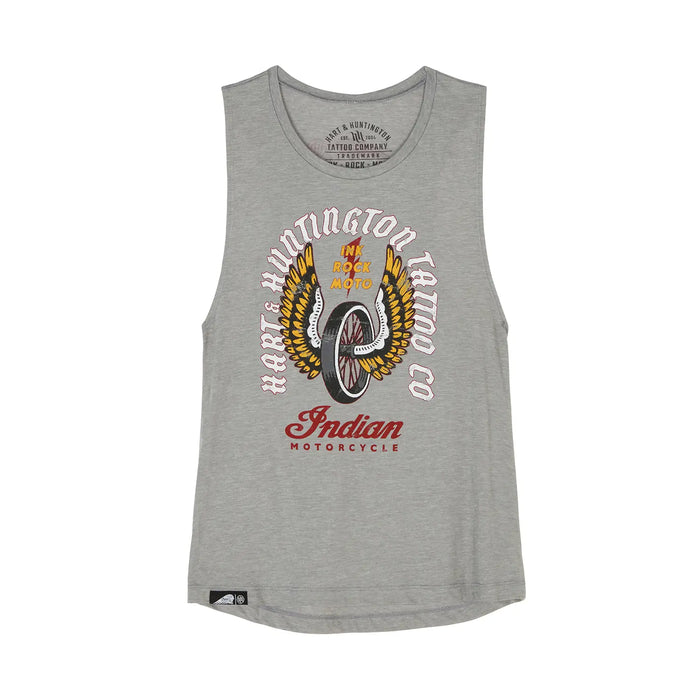 Indian Motorcycle Women's IMC X HH Winged Wheel Tank, Gray | 2866557