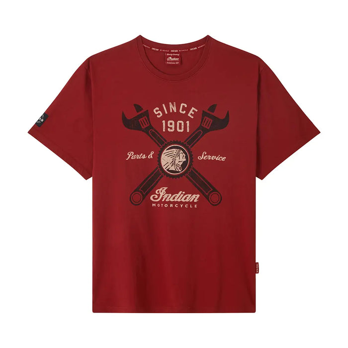 Indian Motorcycle Men's Parts and Service Graphic T-Shirt, Red | 2866607