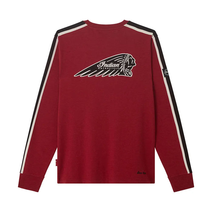 Indian Motorcycle Men's Headdress Striped Long Sleeve T-Shirt, Red | 2866613