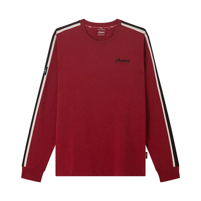 Indian Motorcycle Men's Headdress Striped Long Sleeve T-Shirt, Red | 2866613