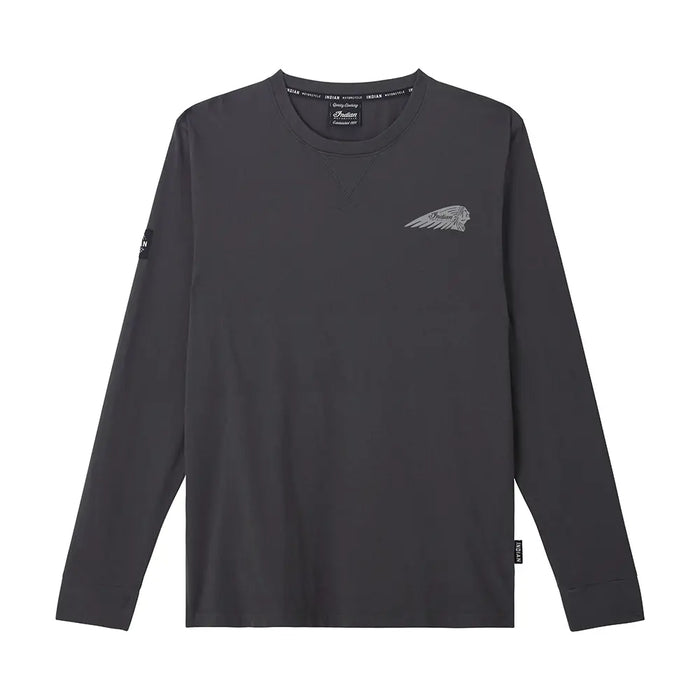Indian Motorcycle Men's Stencil Logo Long Sleeve T-Shirt, Gray | 2866616