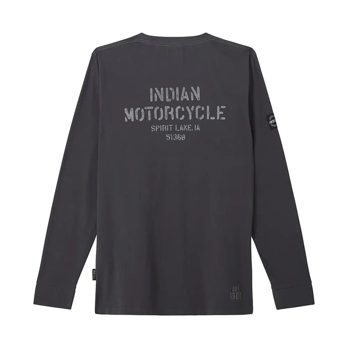 Indian Motorcycle Men's Stencil Logo Long Sleeve T-Shirt, Gray | 2866616